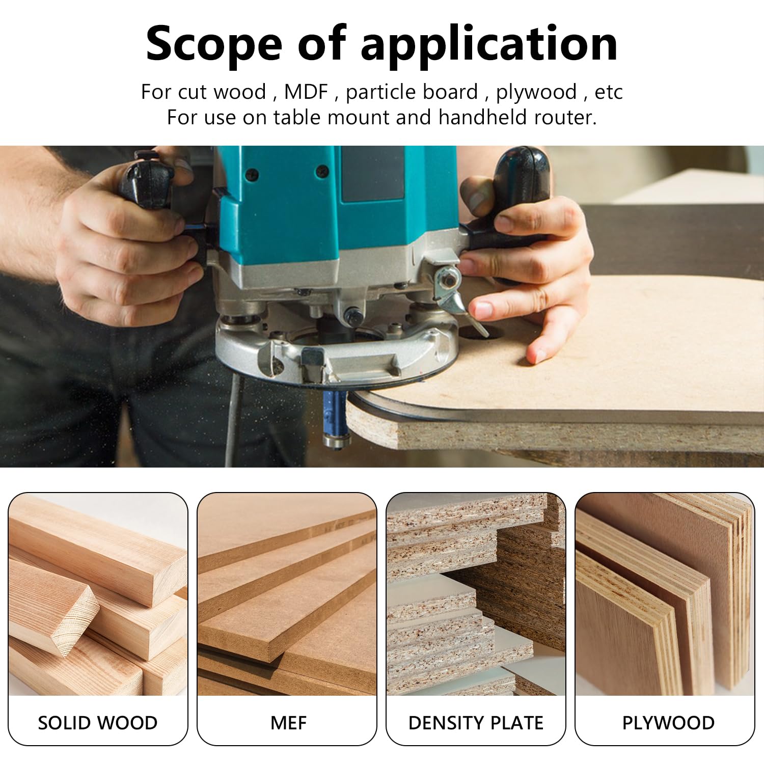 Newdeli 15pcs Router Bit Set 1/4 Inch Shank - 4pcs Top Bearing Flush Trim Router Bits and 4pcs Pattern Flush Trim Router Bits with 7Pcs Straight Cut Router Bits - Image 8