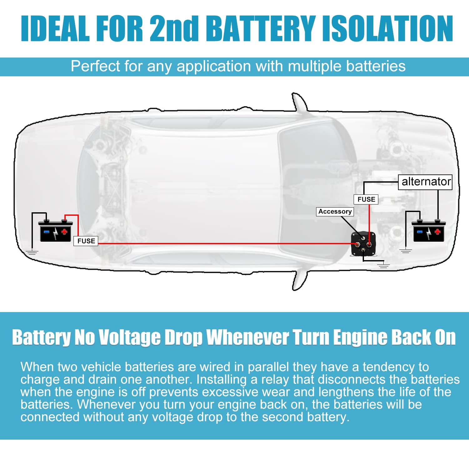 Newdeli 200Amp Battery Isolator 12V Relay Continuous Battery Isolator and Relay for Mobile Audio Marine Off-Road Cars RVs ATVs UTVs Boats - Image 7
