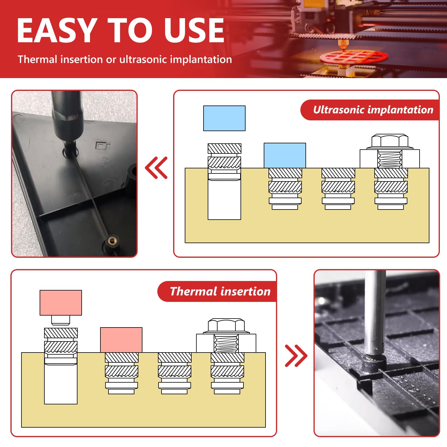 Newdeli 200pcs M3 Heat Set Inserts M3x4x5 Threaded Inserts for Plastic and 3D Printing Components Brass Metric Knurled Nuts Kit - Image 4