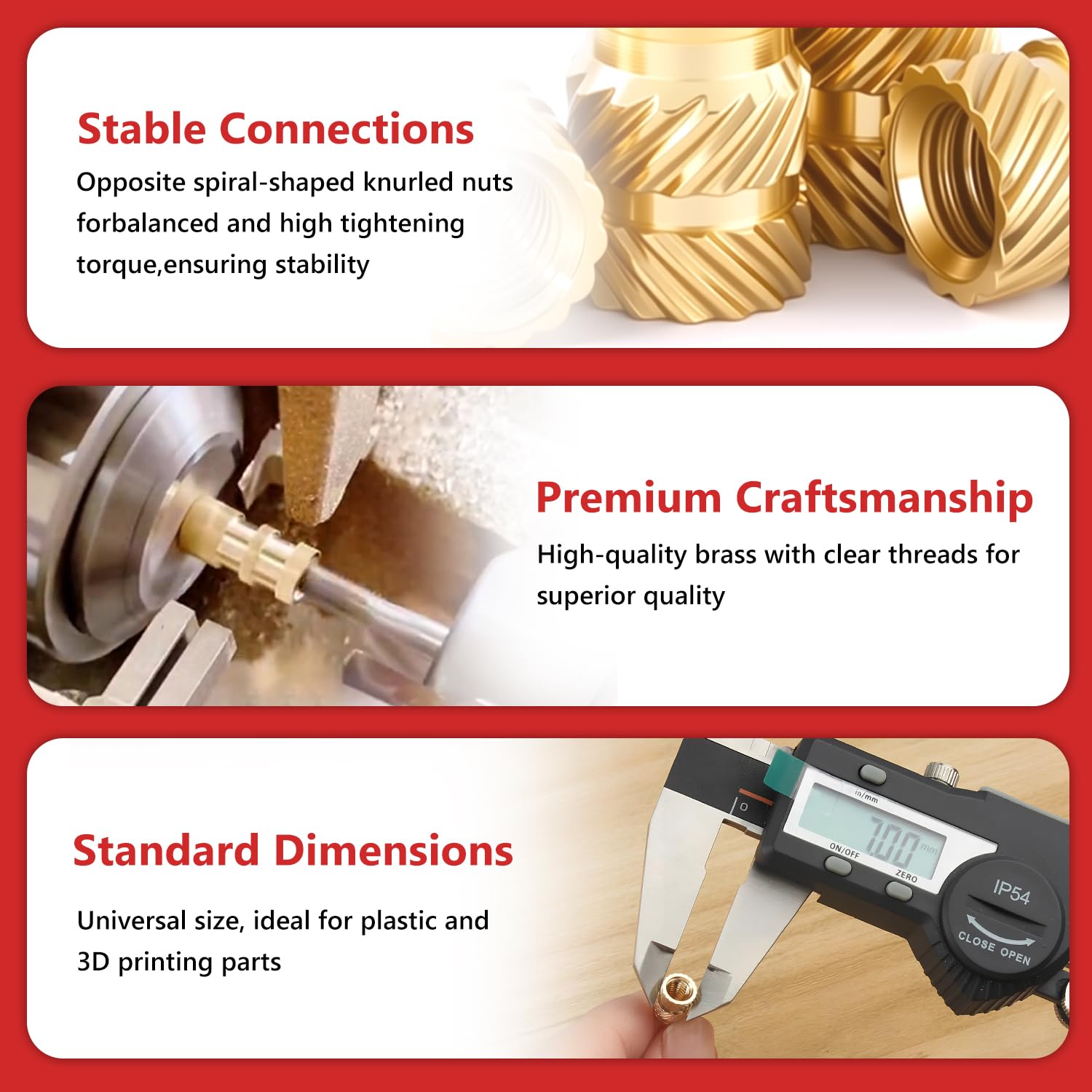 Newdeli 200pcs M3 Heat Set Inserts M3x4x5 Threaded Inserts for Plastic and 3D Printing Components Brass Metric Knurled Nuts Kit - Image 5