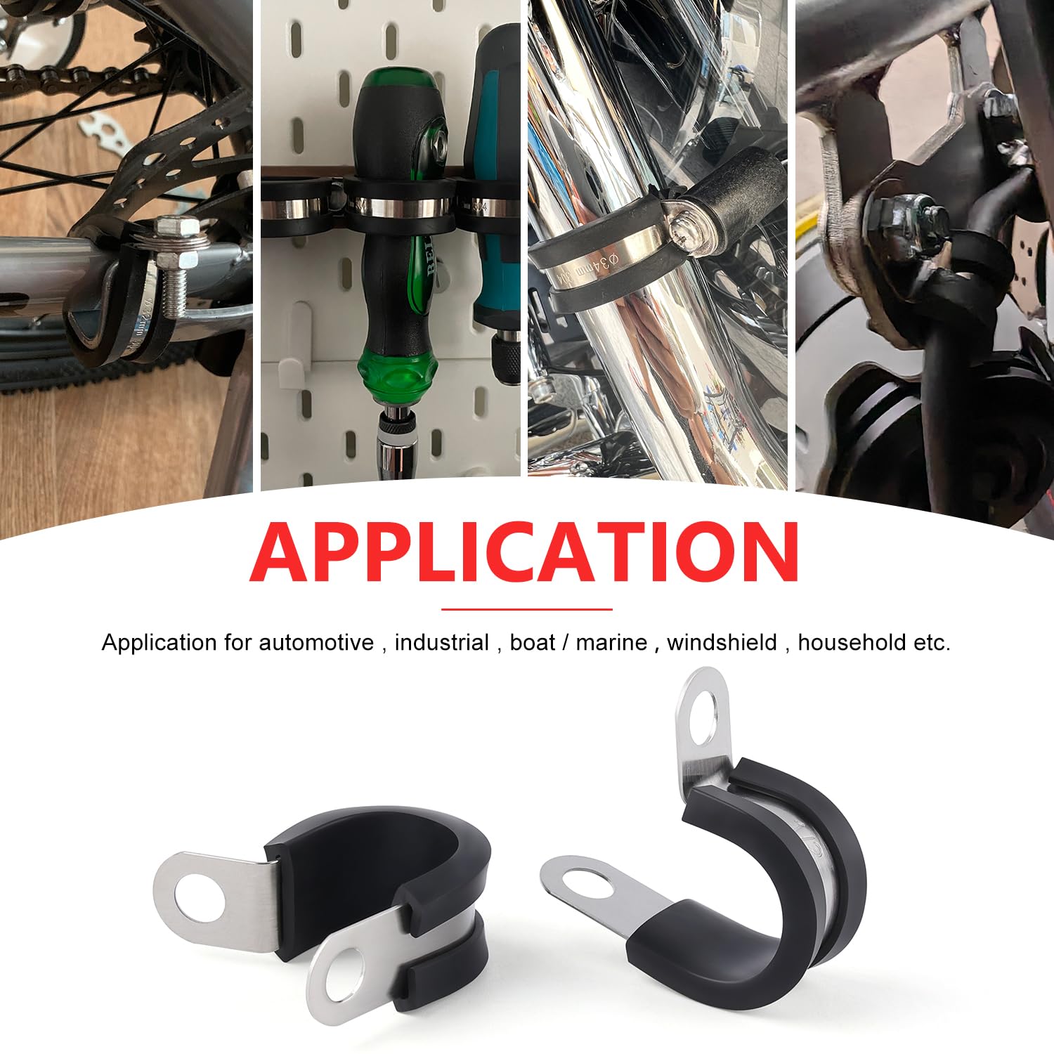 Newdeli 20Pcs Cable Clamps 1 Inch Stainless Steel Cable Clamp Rubber Cushioned Hose Clamp Insulated Tube clips Automotive Wire Pipe Clamps - Image 5