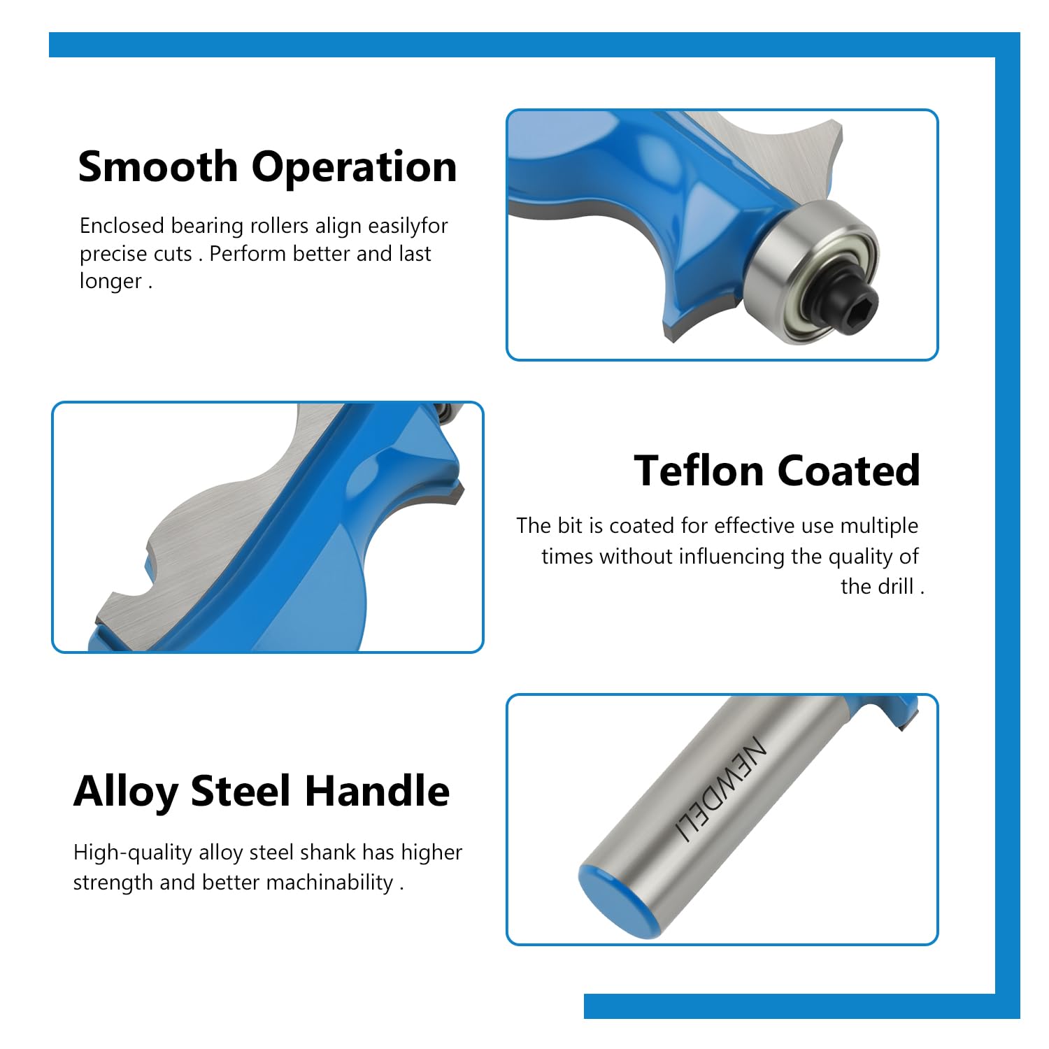 Newdeli 2Pcs Architectural Molding Router Bit Set 1/2 Inch Shank Picture Frame Decorative Router Bits for Crown Molding, Baseboards, Door Window Casings, Cabinet Trim, Cornice & Furniture Woodworking - Image 4