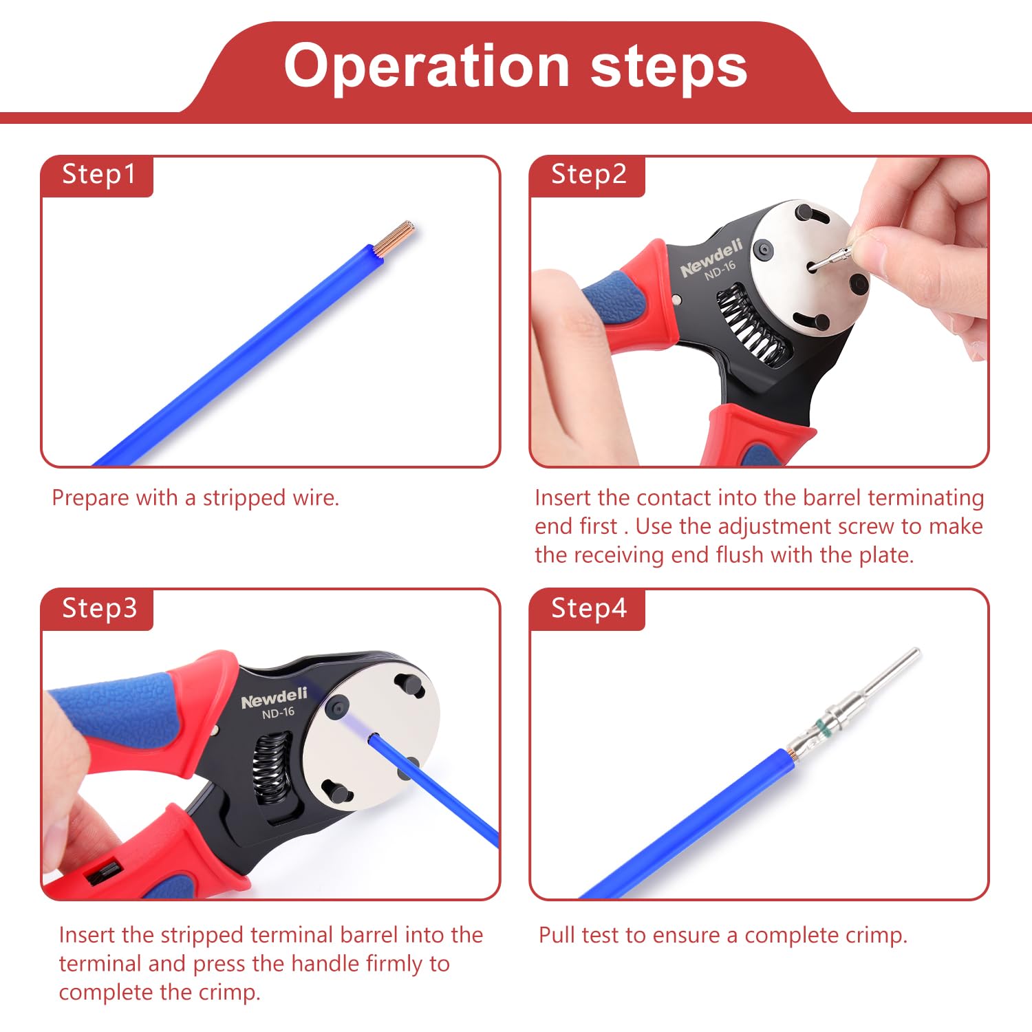 Newdeli 30 Pairs Deutsch DT Connectors Size 16 Solid Contacts, 0460-215-16141 Male Pins / 0462-209-16141 Female Sockets, 14-20 AWG Wire Gauge Solid Contacts Terminal Kit - Image 6