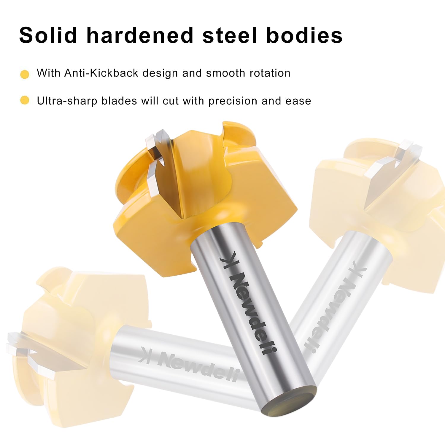 Newdeli 45 Degree Lock Miter Router Bit 1/2 Inch Shank 3/4" Stock Joint Router Bit for 90-Degree Tenon Joint Woodworking - Image 3