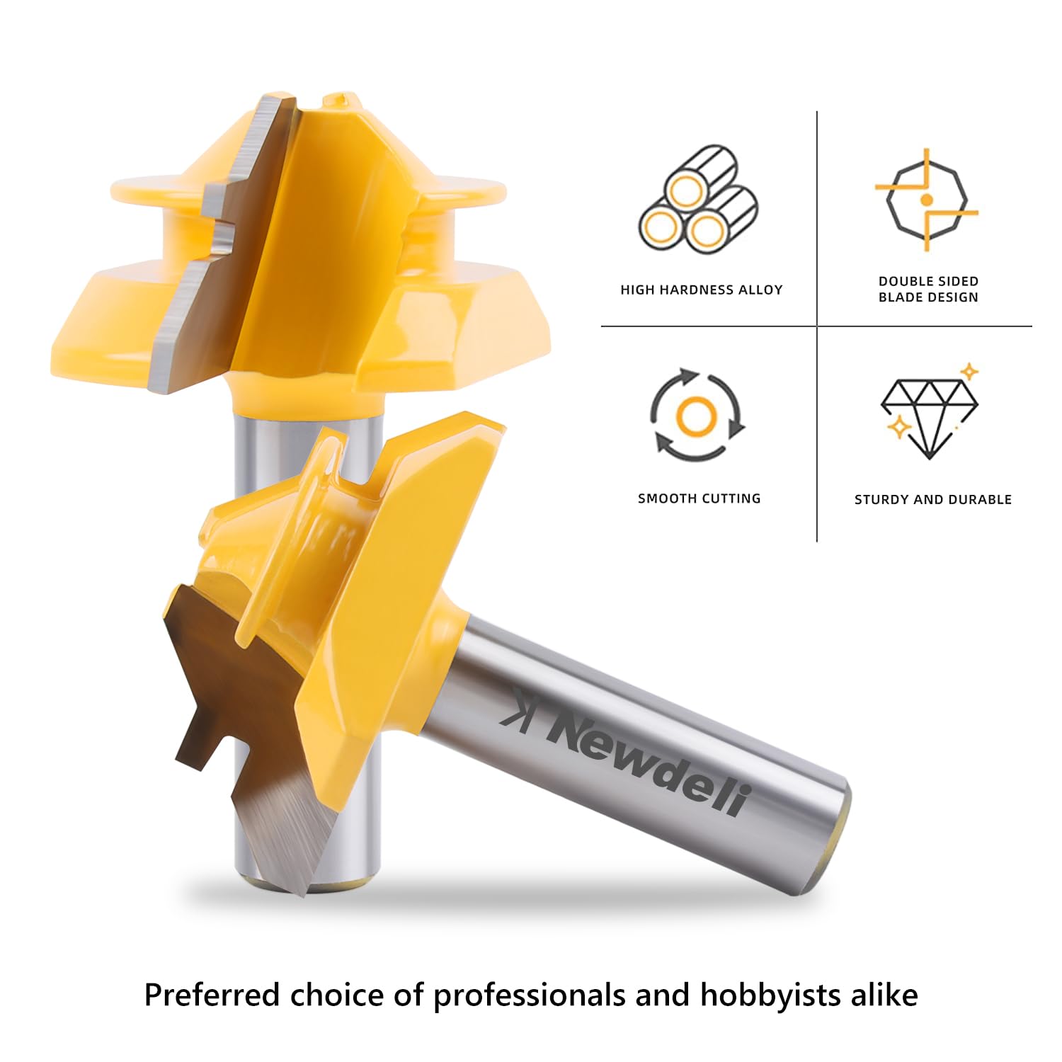 Newdeli 45 Degree Lock Miter Router Bit 1/2 Inch Shank 3/4" Stock Joint Router Bit for 90-Degree Tenon Joint Woodworking - Image 4