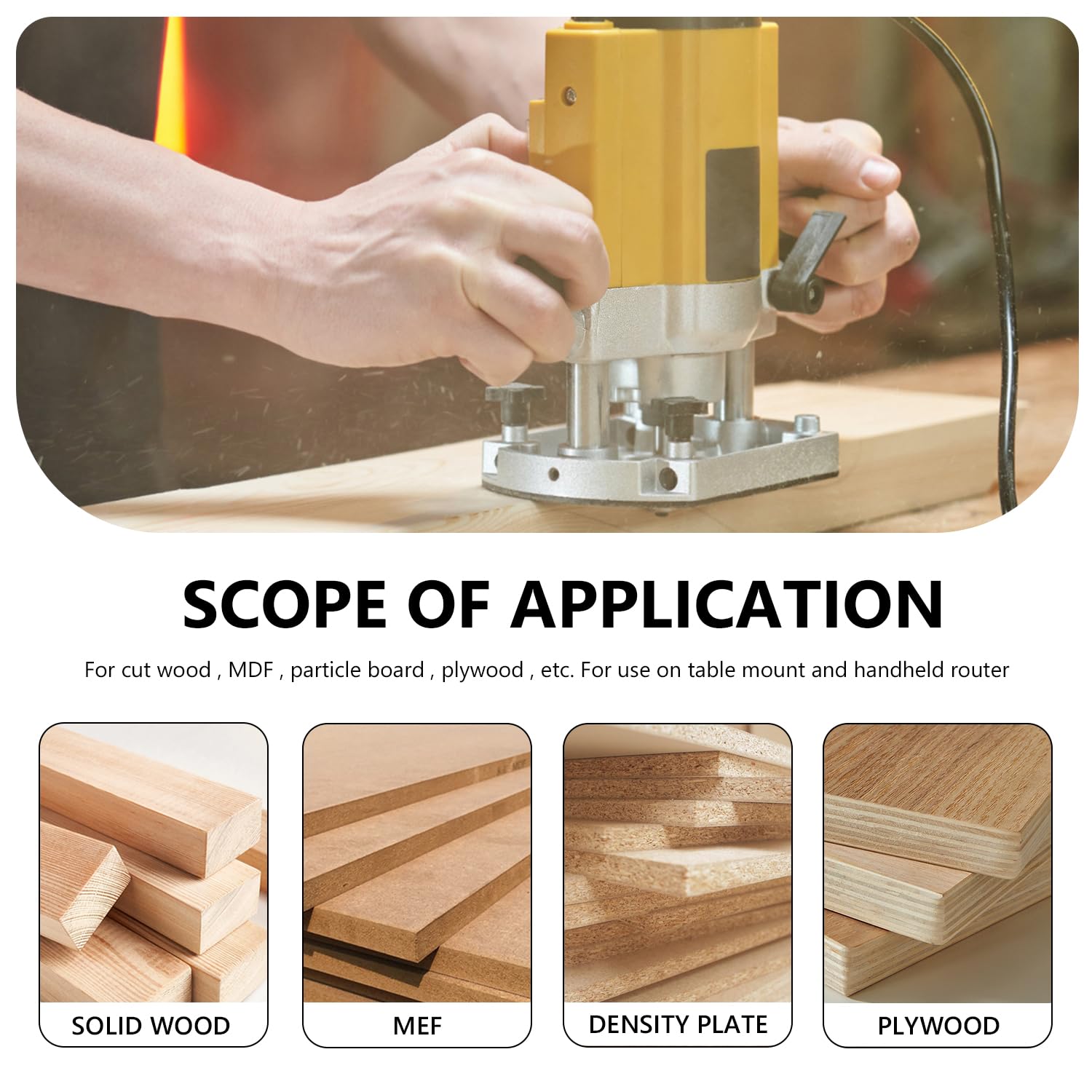 Newdeli 4Pcs Flush Trim Router Bit Set 1/4 Inch Shank Top and Bottom Bearing Flush Trim Bits - 1/2" Cutting Diameter - 3/4", 1", 1-1/4", 1-1/2" Cutting Length - Template Guide Woodworking Tool - Image 6
