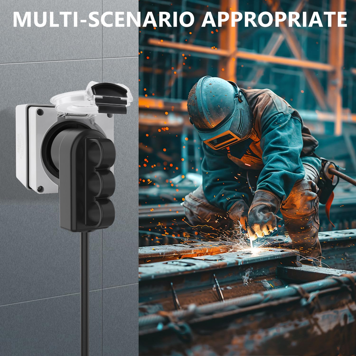 Newdeli 50 amp Power Outlet Box NEMA 5-50R Receptacle 125V Weatherproof Dustproof Outdoor Receptacle Box for EV RV Electric Car Generators Welding Machines Plasma Cutter - ETL Listed - Image 7