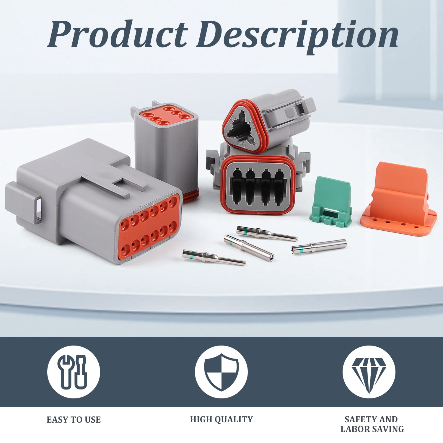 Newdeli 636PCS Deutsch Connector Kit 2 3 4 6 8 12 Pin DT Connectors with Deutsch Crimp Tool(14-20AWG) and Pin Removal Tool Size 16 Solid Contacts Waterproof Automotive Electrical Wire Connectors - Image 9