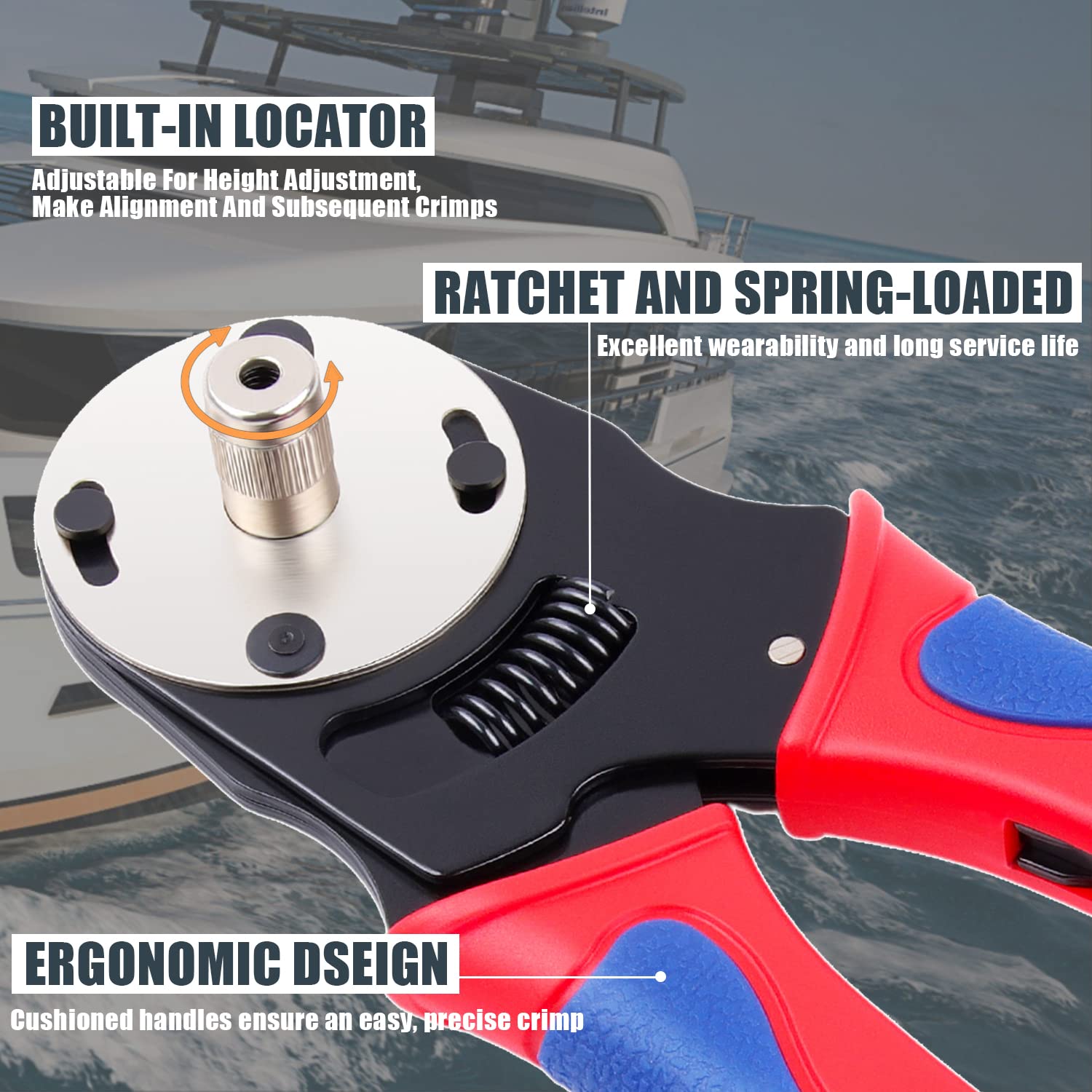 Newdeli Deutsch Crimp Tool Size 16 Deutsch Connector Tool 4 Way Indent 8 Impression Type Closed Barrel Crimper 14 16 18 AWG Solid Barrel Contact & Circular Connector Contacts Pin Crimping Tool - Image 3