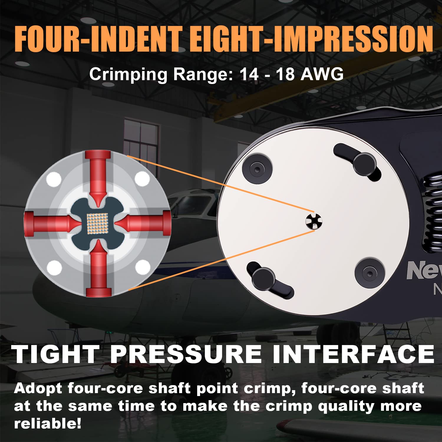 Newdeli Deutsch Crimp Tool Size 16 Deutsch Connector Tool 4 Way Indent 8 Impression Type Closed Barrel Crimper 14 16 18 AWG Solid Barrel Contact & Circular Connector Contacts Pin Crimping Tool - Image 4