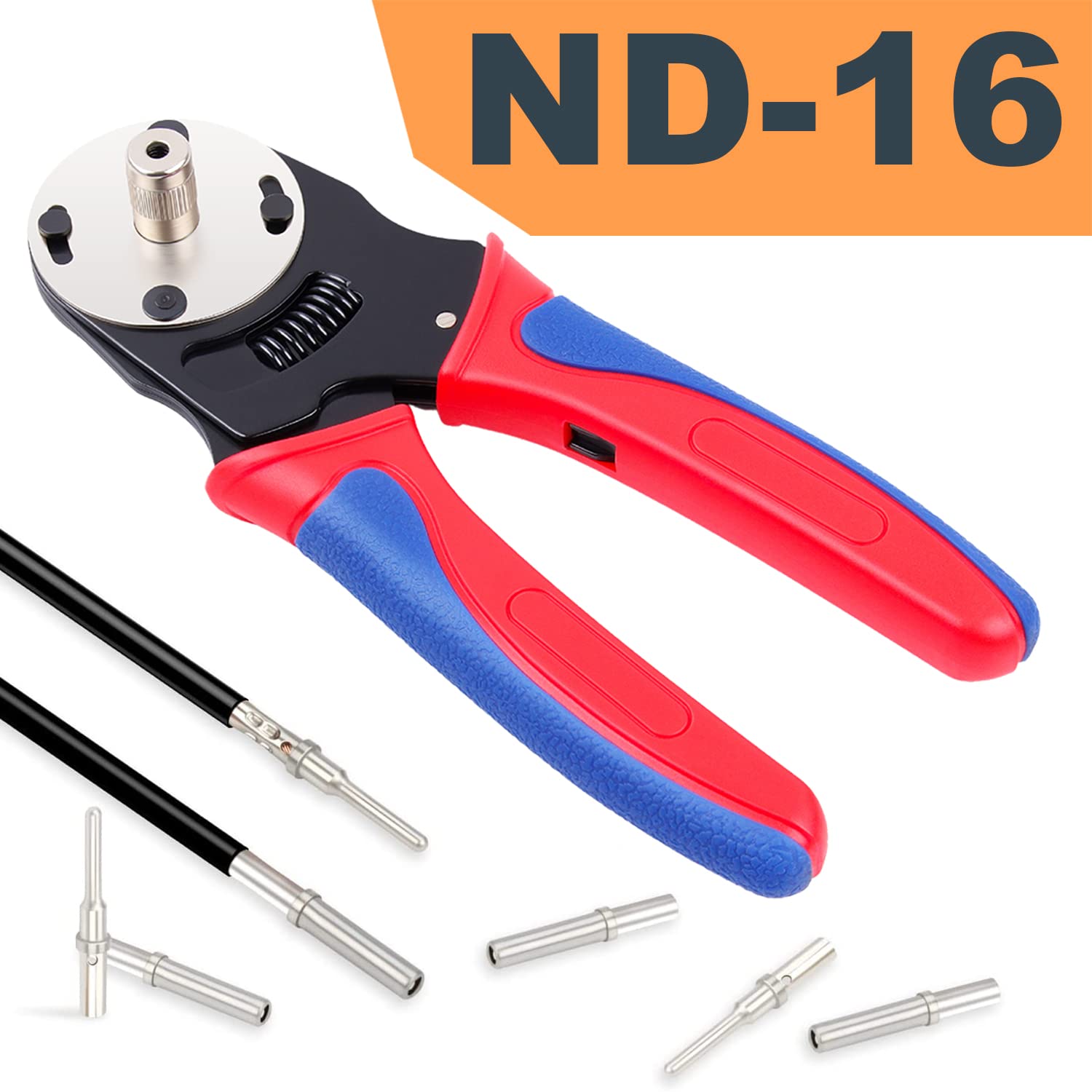 Newdeli Deutsch Crimp Tool Size 16 Deutsch Connector Tool 4 Way Indent 8 Impression Type Closed Barrel Crimper 14 16 18 AWG Solid Barrel Contact & Circular Connector Contacts Pin Crimping Tool - Image 6