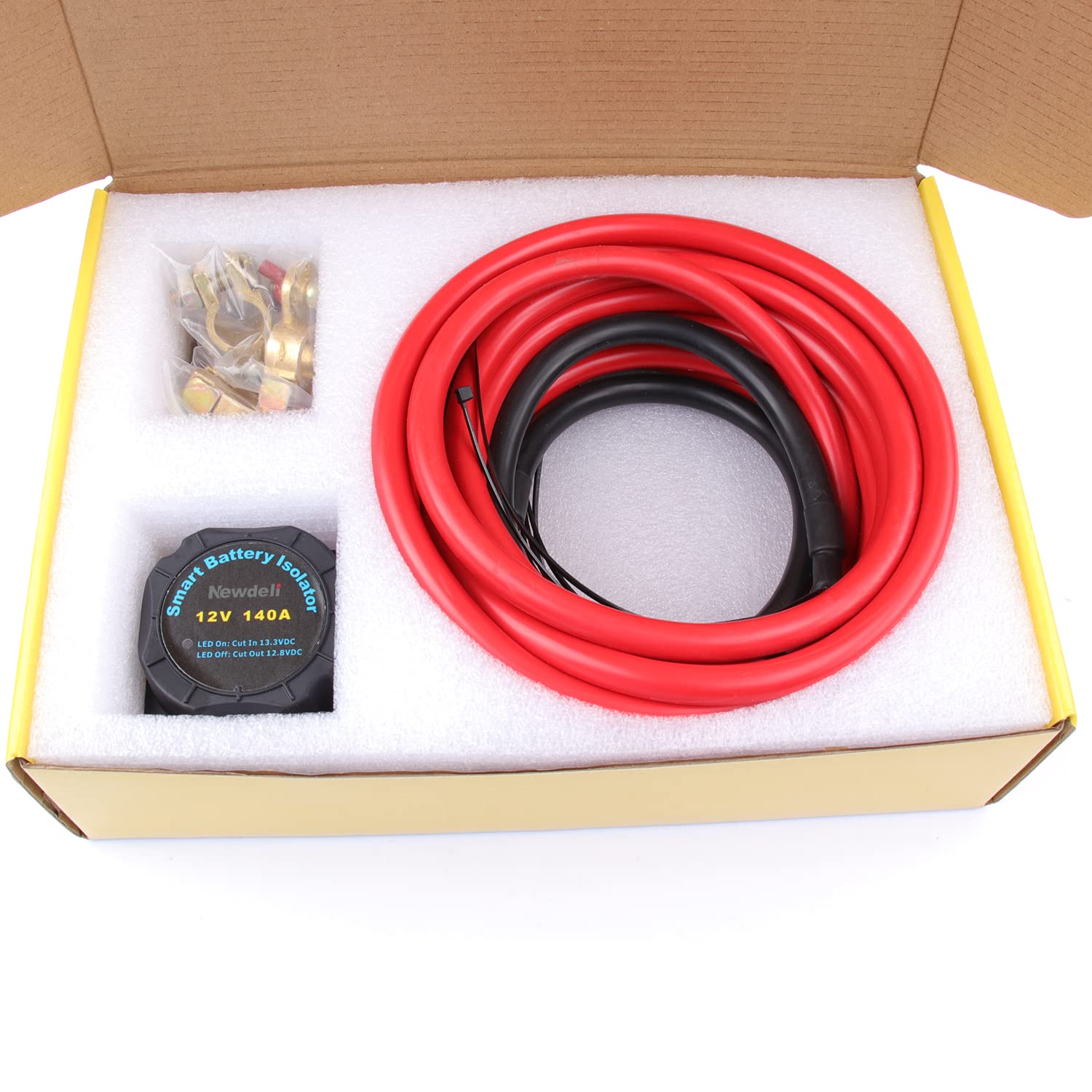 Newdeli Dual Battery Isolator Kit, 12V 140Amp Voltage Sensitive Relay VSR Double Battery Automatic Charger & Wiring Cable Kit For Car, Vehicle, RV, ATV, UTV, Boat, Camper, Truck - Image 9