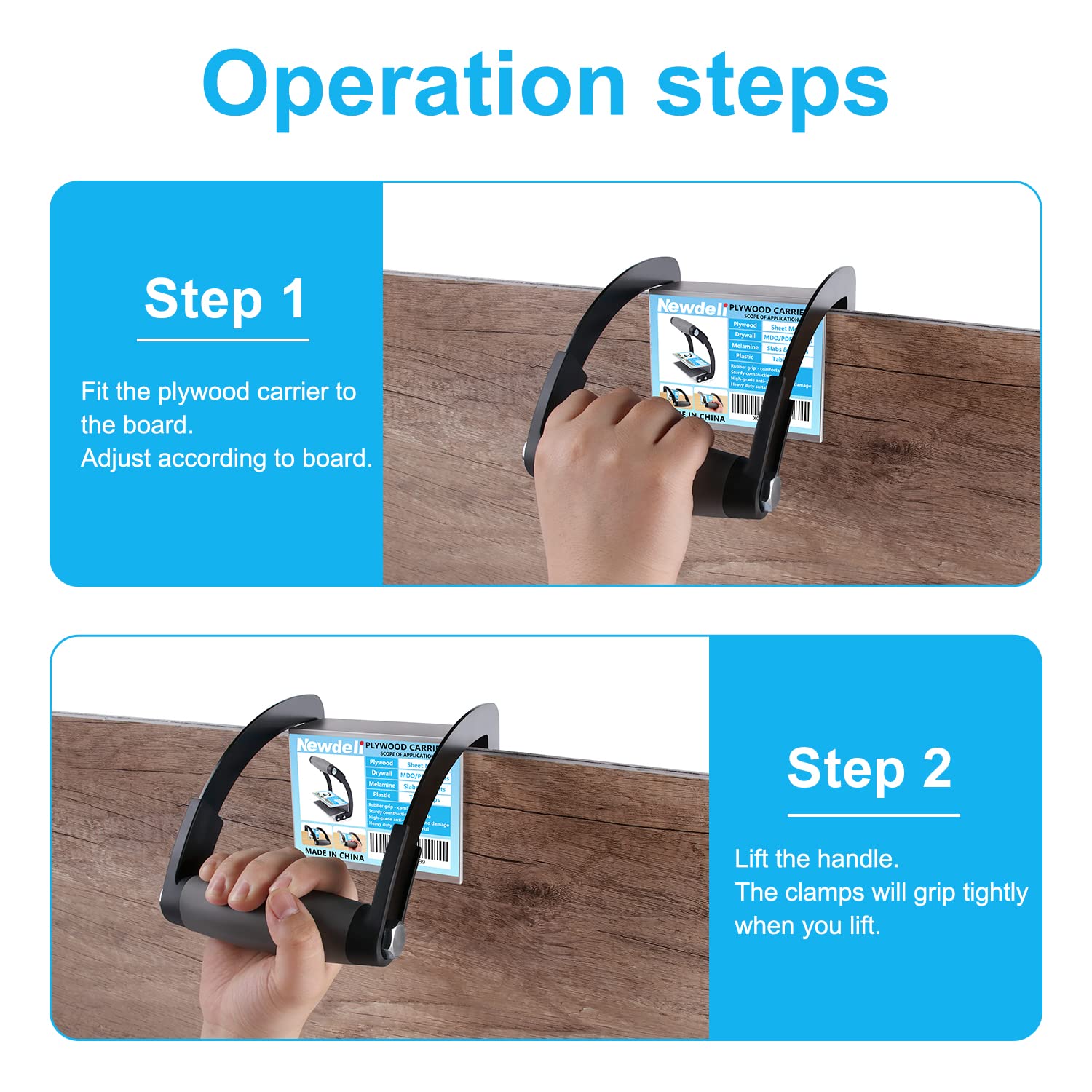 Newdeli Plywood Carrier, Panel Carrier, Drywall Carrying Tool Plywood Lifting Tool for Wood, Synthetic Cement Board - Clamping Thickness up to 3/4 inch - Image 6