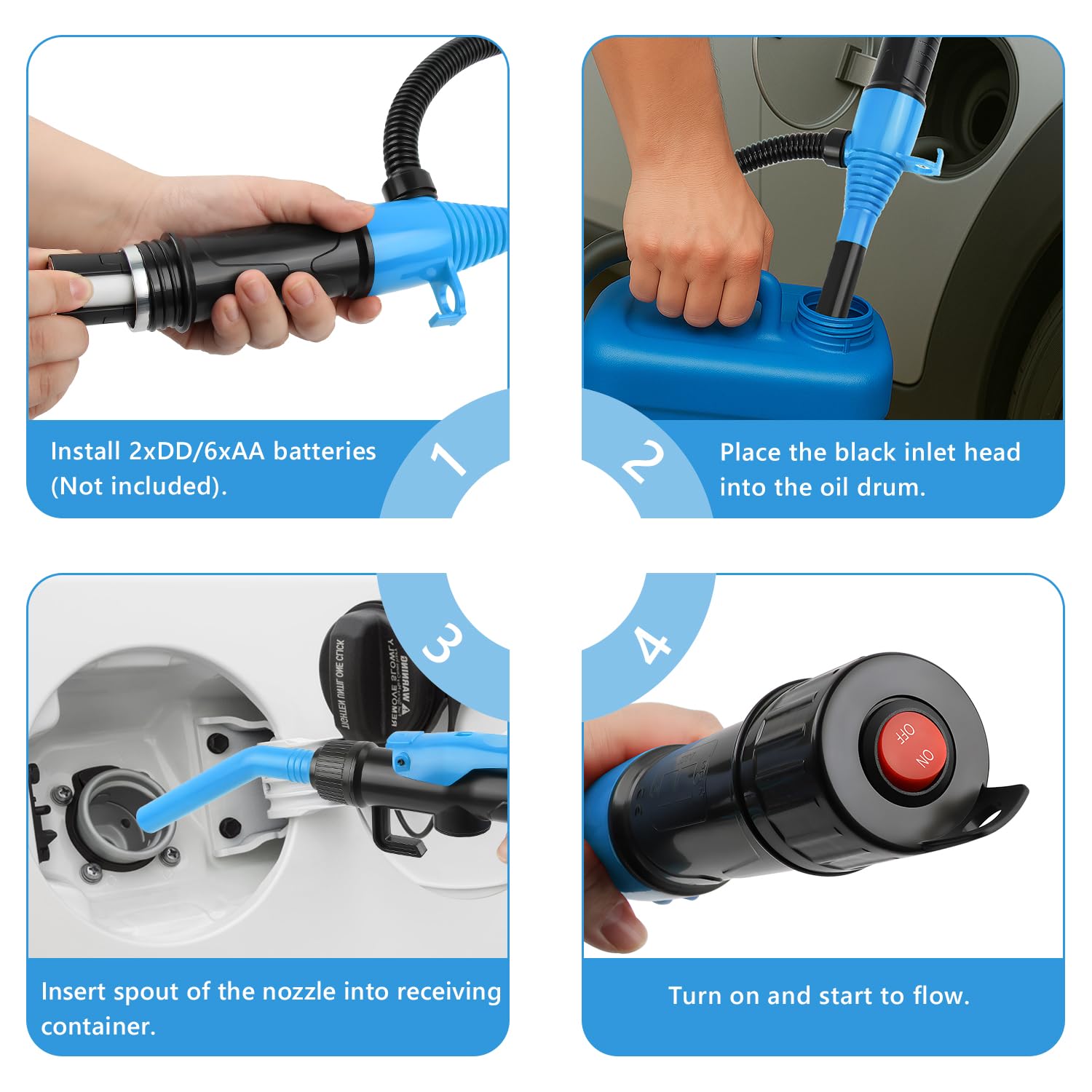 Newdeli Portable Battery Operated Gas Transfer Pump for Gas Can, 2.2 GPM Fuel Siphon Pump with Adjustable Flow Control Multi-Use Handheld Electric Transfer Pump for Gas Fuel Diesel Water - Image 6