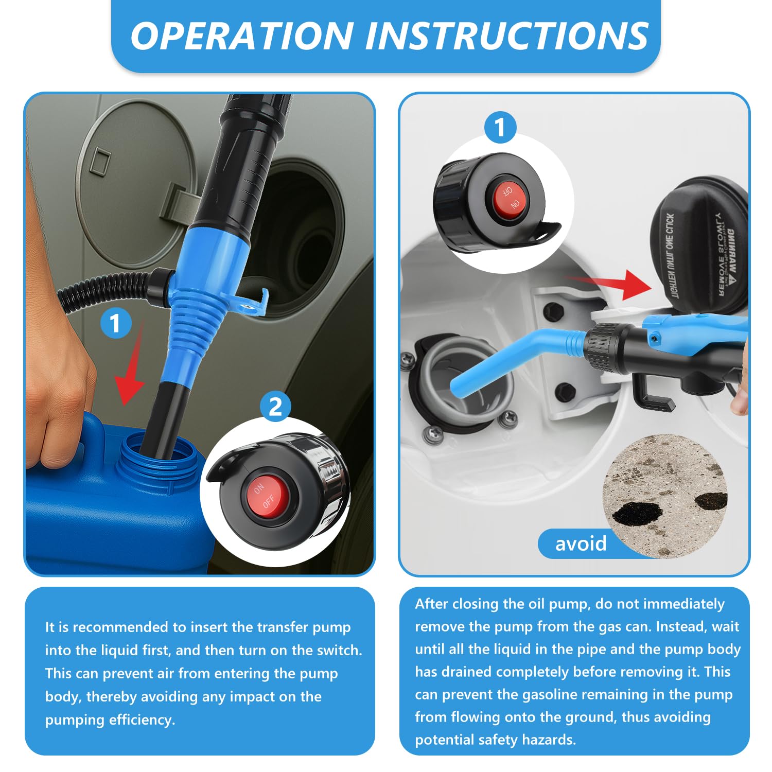 Newdeli Portable Battery Operated Gas Transfer Pump for Gas Can, 2.2 GPM Fuel Siphon Pump with Adjustable Flow Control Multi-Use Handheld Electric Transfer Pump for Gas Fuel Diesel Water - Image 7