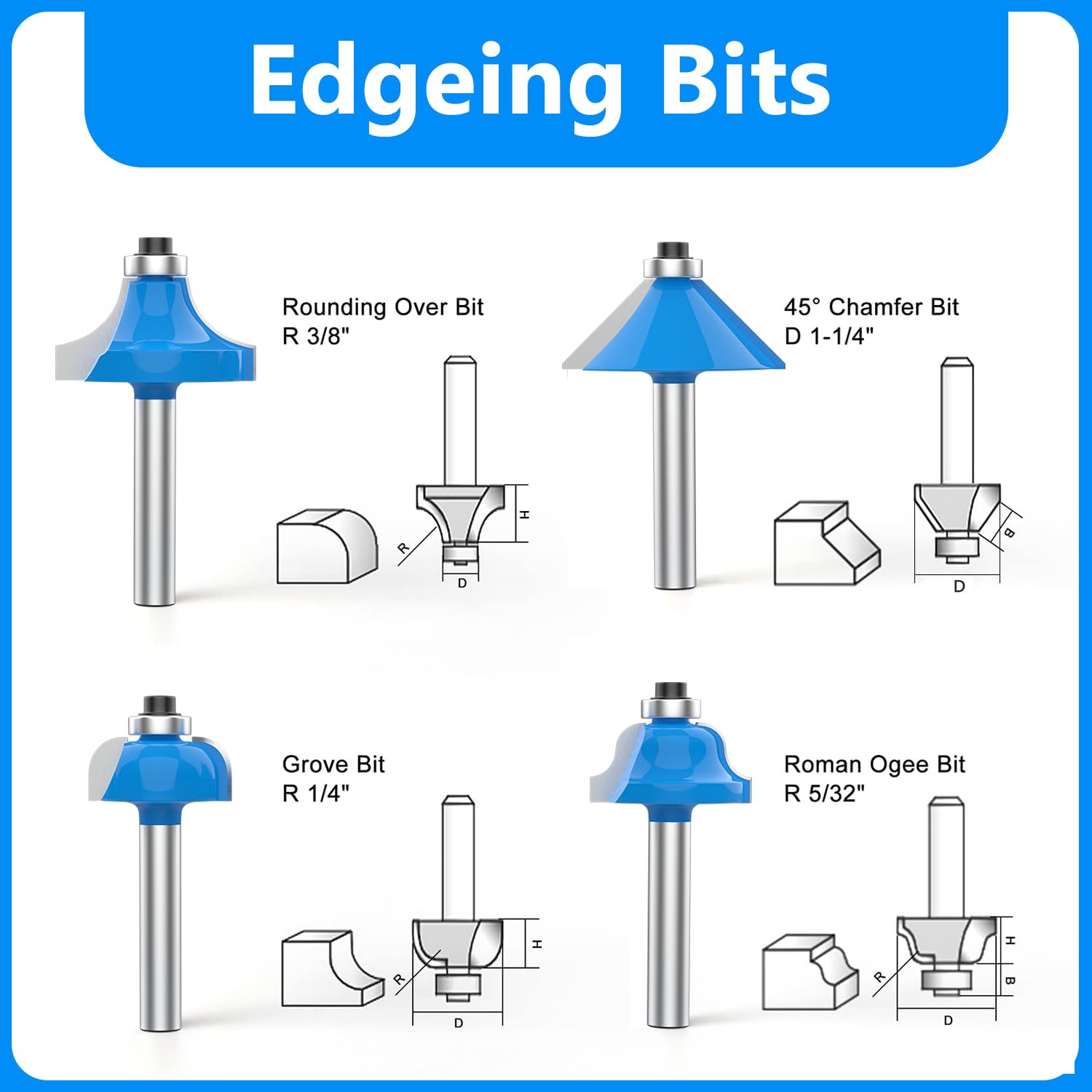 Newdeli Router Bit Set 1/4 Inch Shank 15Pcs Router Bits Tungsten Carbide Tipped Router Bit Woodworking Tool for Beginners - Image 3