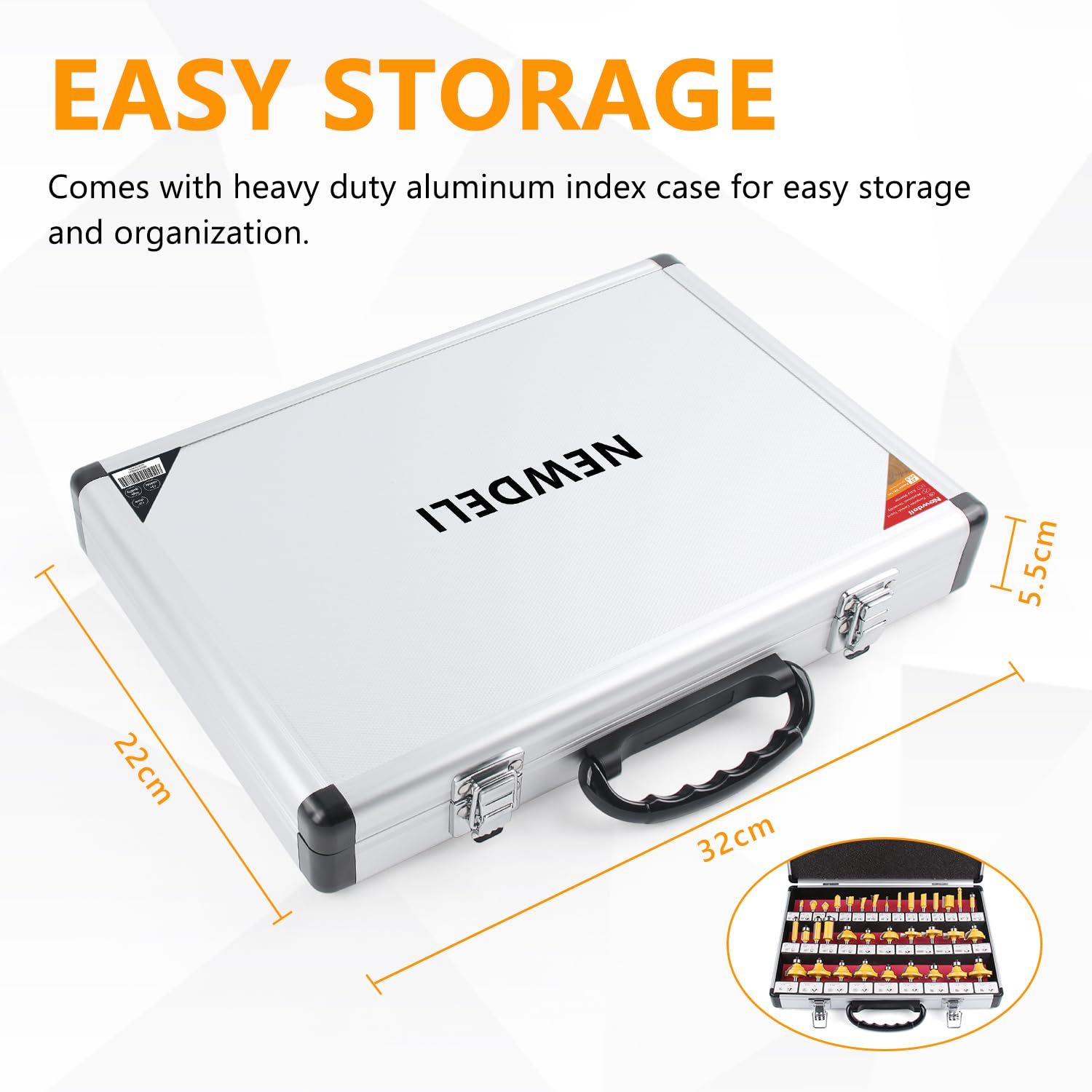 Newdeli Router Bit Set 35 Pieces 1/4 Inch Shank Tungsten Carbide Tipped Router Bits for Professional Woodworkers and Beginners with Aluminum Alloy Storage Box - Image 8