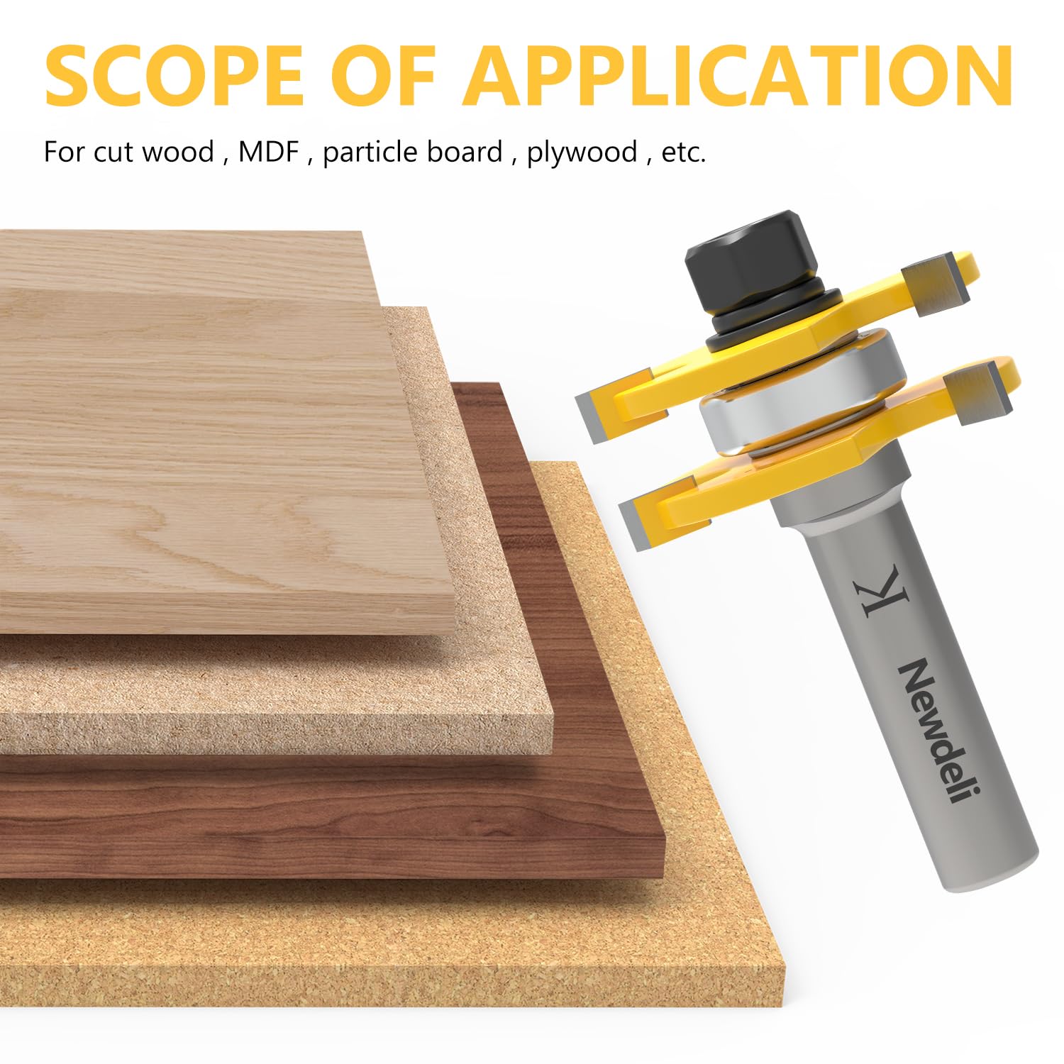 Newdeli Tongue and Groove Router Bit Set 1/2 inch Shank, 2Pcs Adjustable T-Shape Tongue and Groove Router Bits for Wood Door, Flooring, Cupboard Cutting - Image 7