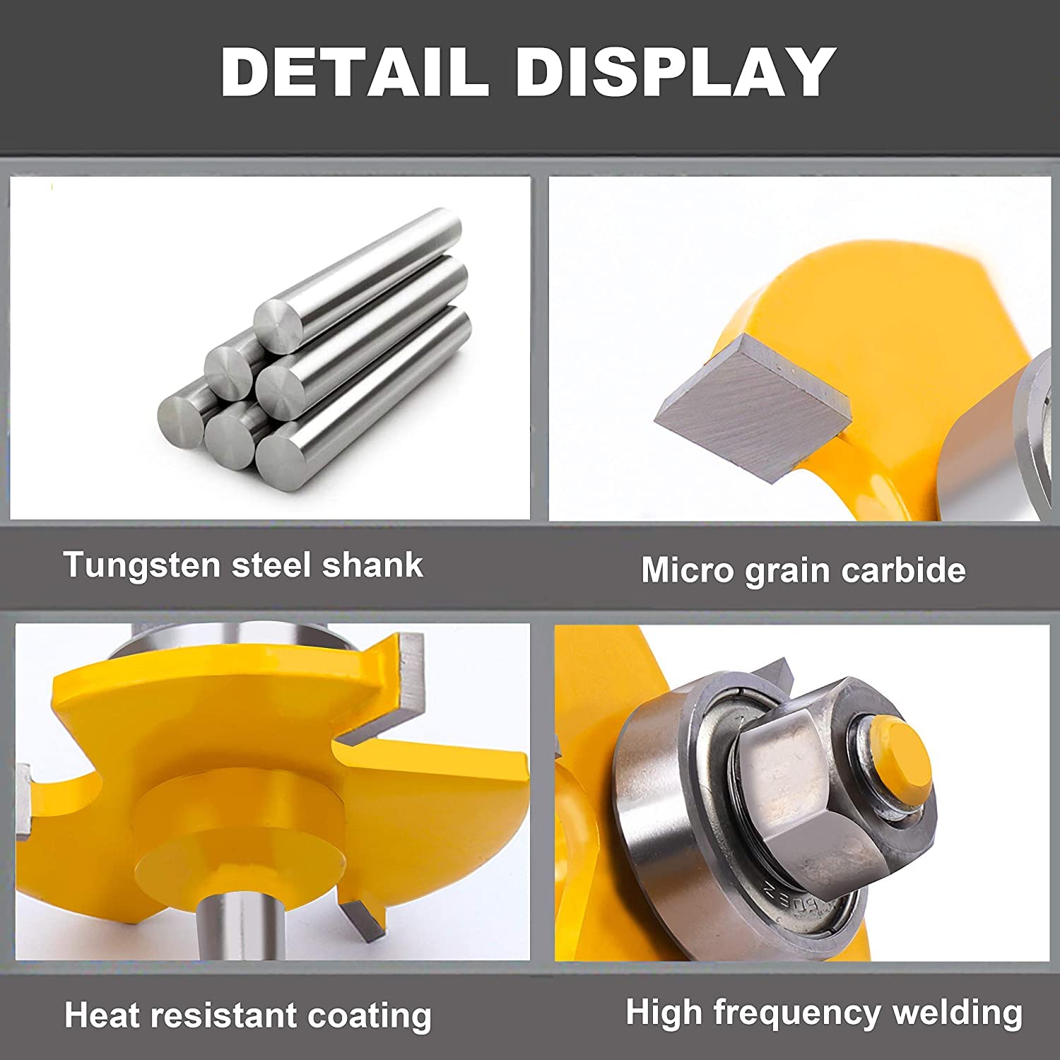 Newdeli Tongue and Groove Router Bit Set 1/4 inch Shank, 2Pcs Adjustable T-Shape Tongue and Groove Router Bits for Wood Door, Flooring, Drawers, Shelves , Cupboard Cutting - Image 5