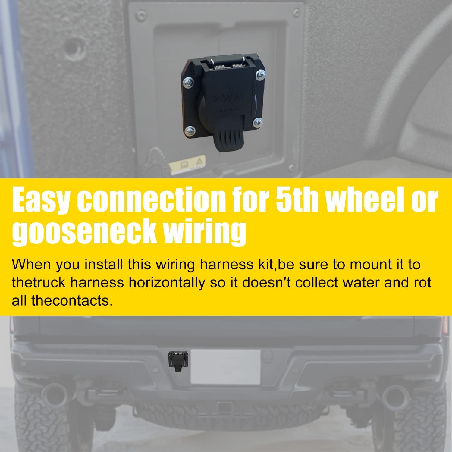 Newdeli Truck Bed 7-Foot 7-Pin Trailer Wiring Harness Extension - 7 Way Trailer Plug Extension Compatible with Chevrolet Dodge Ford GMC Nissan Ram Toyota for 5th-Wheel and gooseneck Trailers - Image 3