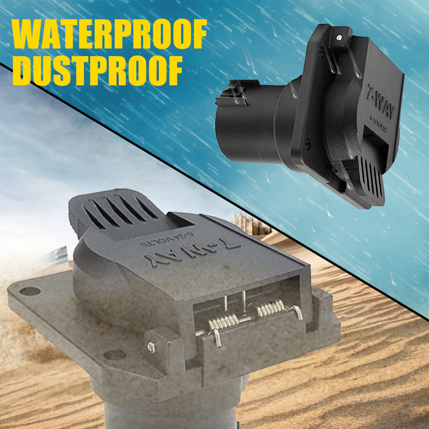 Newdeli Truck Bed 7-Foot 7-Pin Trailer Wiring Harness Extension - 7 Way Trailer Plug Extension Compatible with Chevrolet Dodge Ford GMC Nissan Ram Toyota for 5th-Wheel and gooseneck Trailers - Image 4