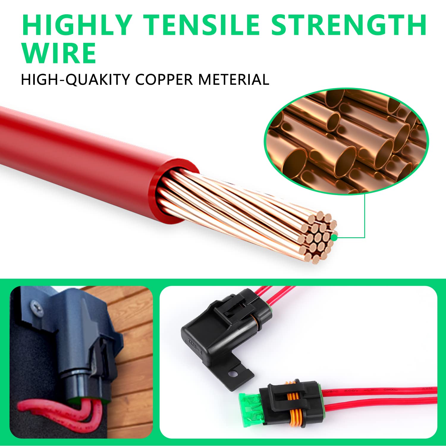 Newdeli Waterproof Inline Fuse Holder 12V with Cover 6 Pack - Automotive/Marine/Vehicle Weatherproof ATO/ATC Blade Fuse Holder 12AWG 30A Protecting Circuits and Electrical Equipment - Image 3