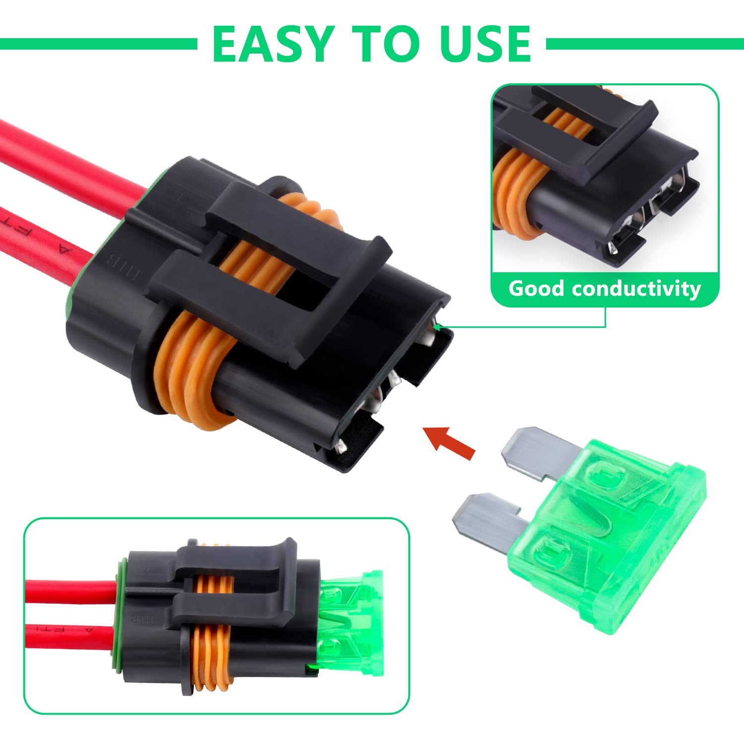 Newdeli Waterproof Inline Fuse Holder 12V with Cover 6 Pack - Automotive/Marine/Vehicle Weatherproof ATO/ATC Blade Fuse Holder 12AWG 30A Protecting Circuits and Electrical Equipment - Image 4