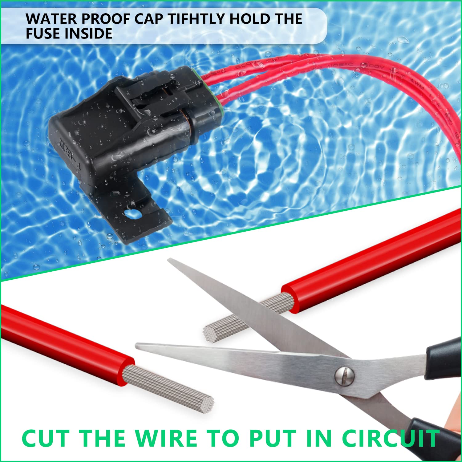 Newdeli Waterproof Inline Fuse Holder 12V with Cover 6 Pack - Automotive/Marine/Vehicle Weatherproof ATO/ATC Blade Fuse Holder 12AWG 30A Protecting Circuits and Electrical Equipment - Image 5