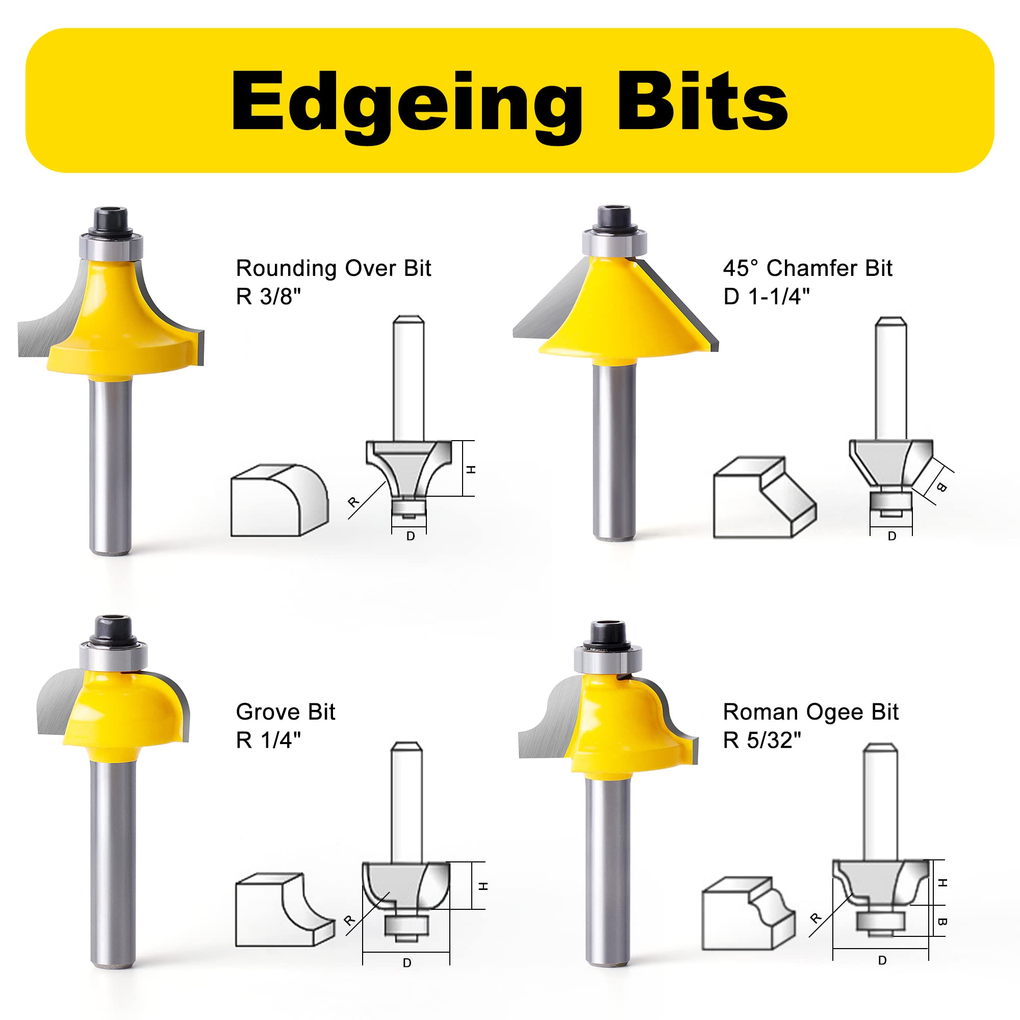 Router Bits Set of 15 Pieces 1/4 Inch Shank, Newdeli Woodworking Tools for Beginners and Aluminum Storage Case,Wood Milling Cutter… - Image 5