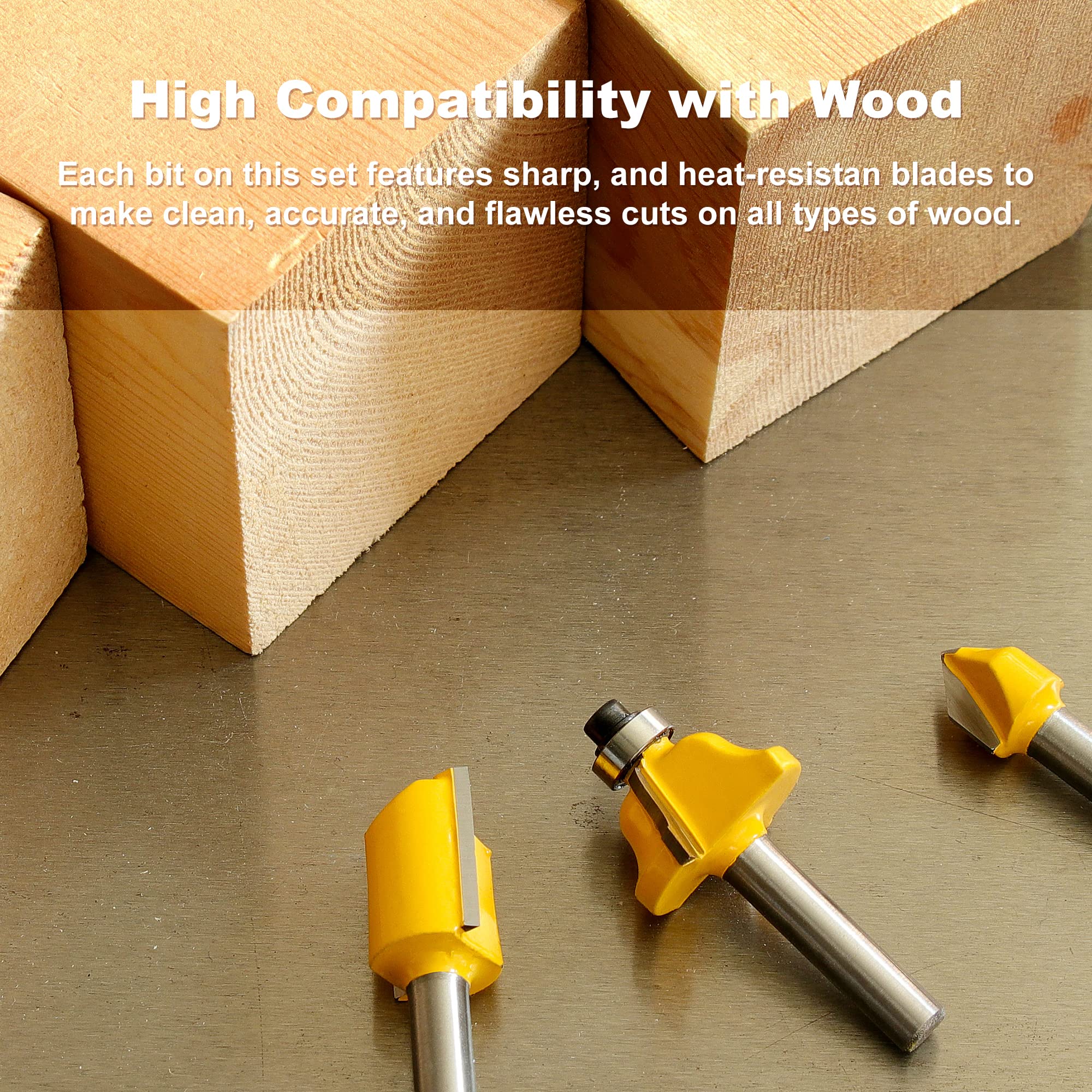 Router Bits Set of 15 Pieces 1/4 Inch Shank, Newdeli Woodworking Tools for Beginners and Aluminum Storage Case,Wood Milling Cutter… - Image 6