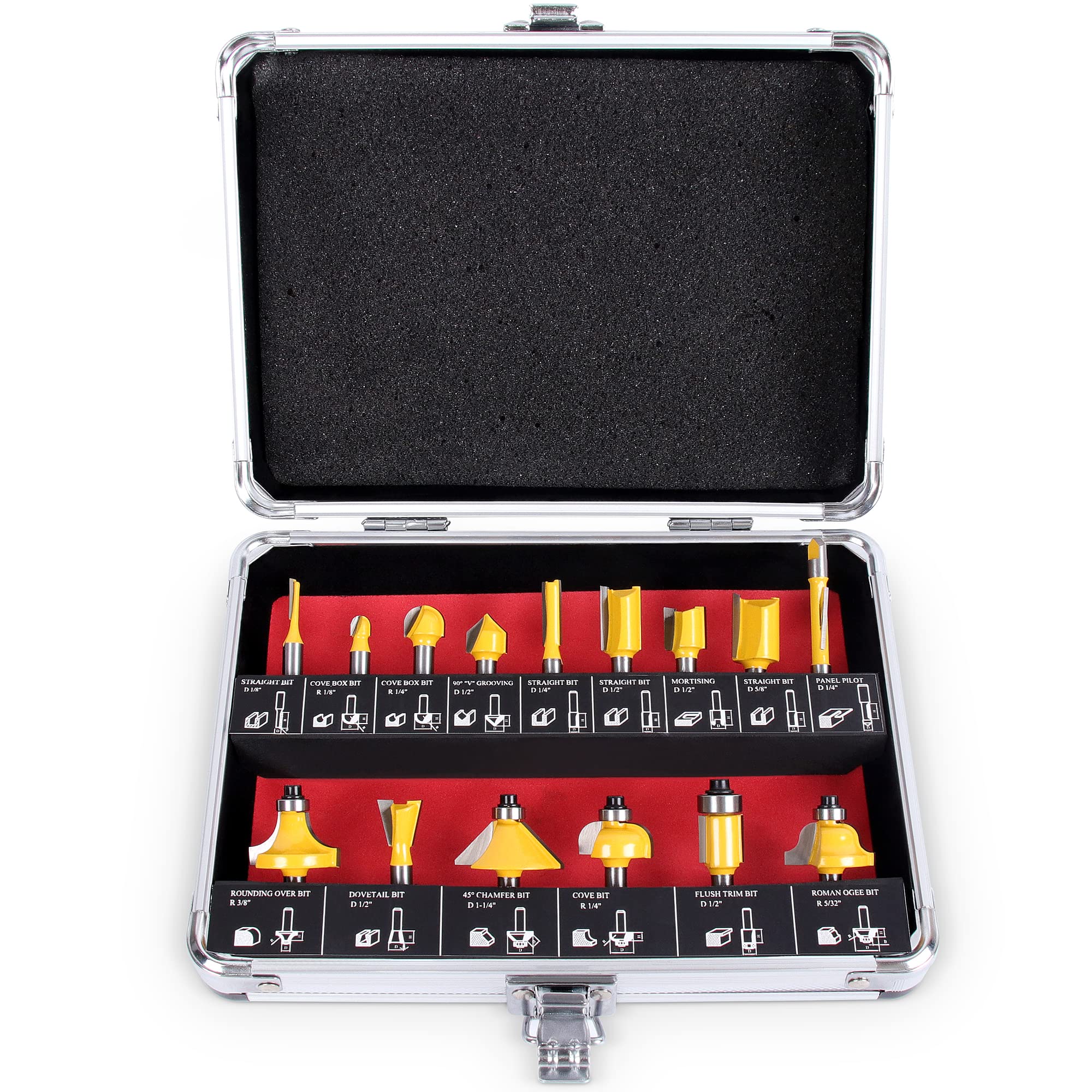 Router Bits Set of 15 Pieces 1/4 Inch Shank, Newdeli Woodworking Tools for Beginners and Aluminum Storage Case,Wood Milling Cutter… - Image 7