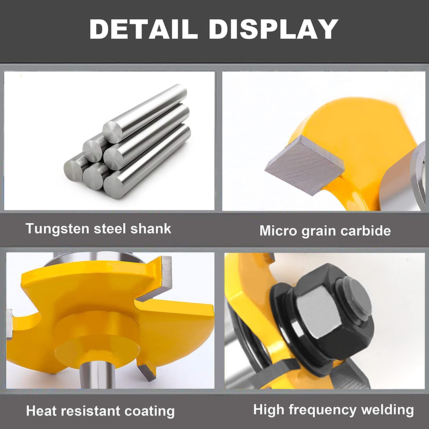 Tongue and Groove Router Bit Set,Newdeli 1/4 Inch Shank Tongue and Groove Router Bit 3/4" Stock 3 Teeth T Shape Wood Milling Cutter Woodworking Tool for Doors, Drawers, Shelves & More - Image 4
