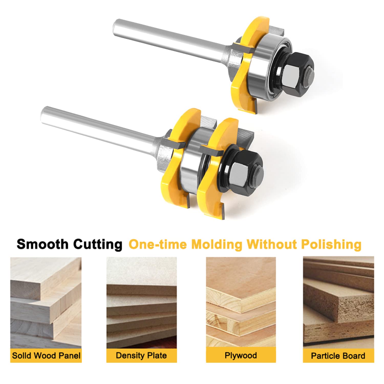 Tongue and Groove Router Bit Set,Newdeli 1/4 Inch Shank Tongue and Groove Router Bit 3/4" Stock 3 Teeth T Shape Wood Milling Cutter Woodworking Tool for Doors, Drawers, Shelves & More - Image 5